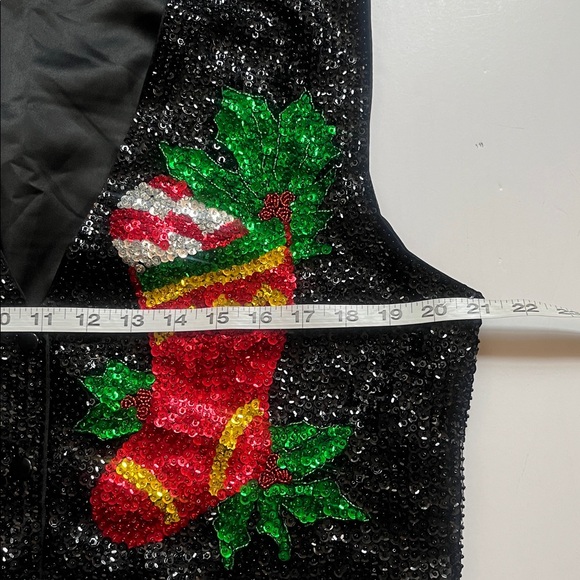 Sequin Christmas Vest with Stocking Design size XL - Picture 7 of 16
